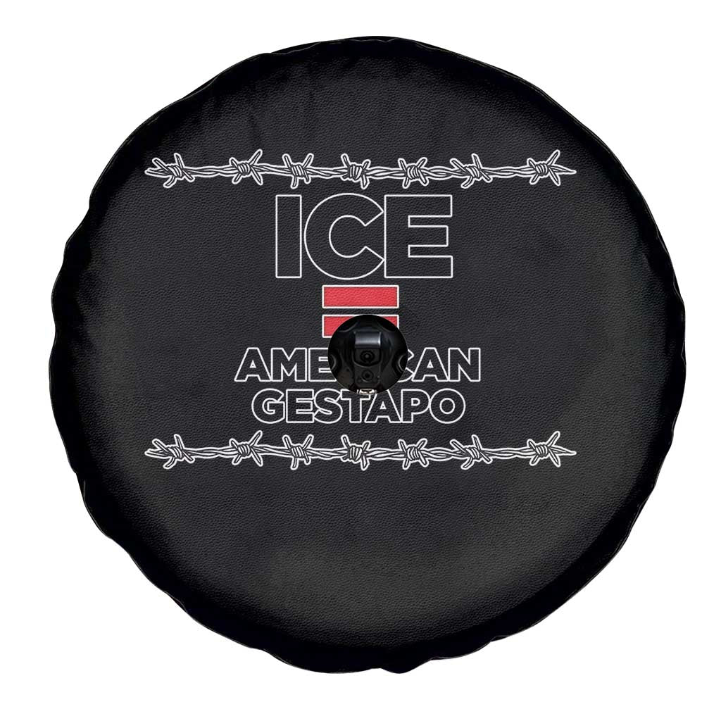Ice Equals American Gestapo Spare Tire Cover Barbed Wire Protest Political Resistance TS02 Print Your Wear