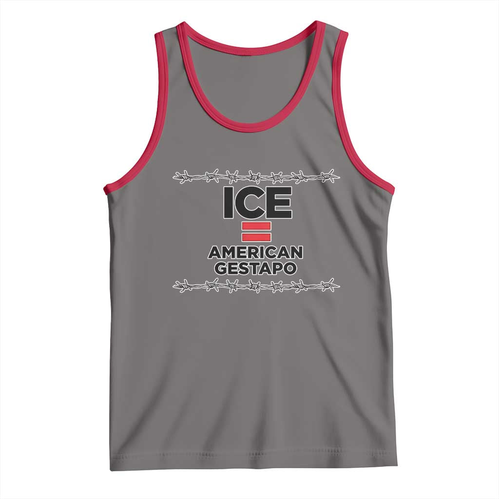 Ice Equals American Gestapo Tank Top Barbed Wire Protest Political Resistance TS02 Deep Heather Red Print Your Wear