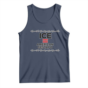Ice Equals American Gestapo Tank Top Barbed Wire Protest Political Resistance TS02 Navy Print Your Wear
