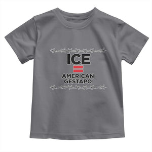 Ice Equals American Gestapo Toddler T Shirt Barbed Wire Protest Political Resistance TS02 Charcoal Print Your Wear