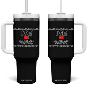 Ice Equals American Gestapo Tumbler With Handle Barbed Wire Protest Political Resistance TS02 One Size: 40 oz Black Print Your Wear