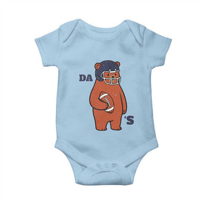 Cute Bear Holding Rugby Sport Fans Graphic Baby Onesie TS02 Light Blue Print Your Wear