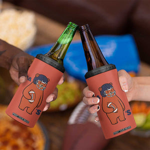 Cute Bear Holding Rugby Sport Fans Graphic 4 in 1 Can Cooler Tumbler TS02 Print Your Wear