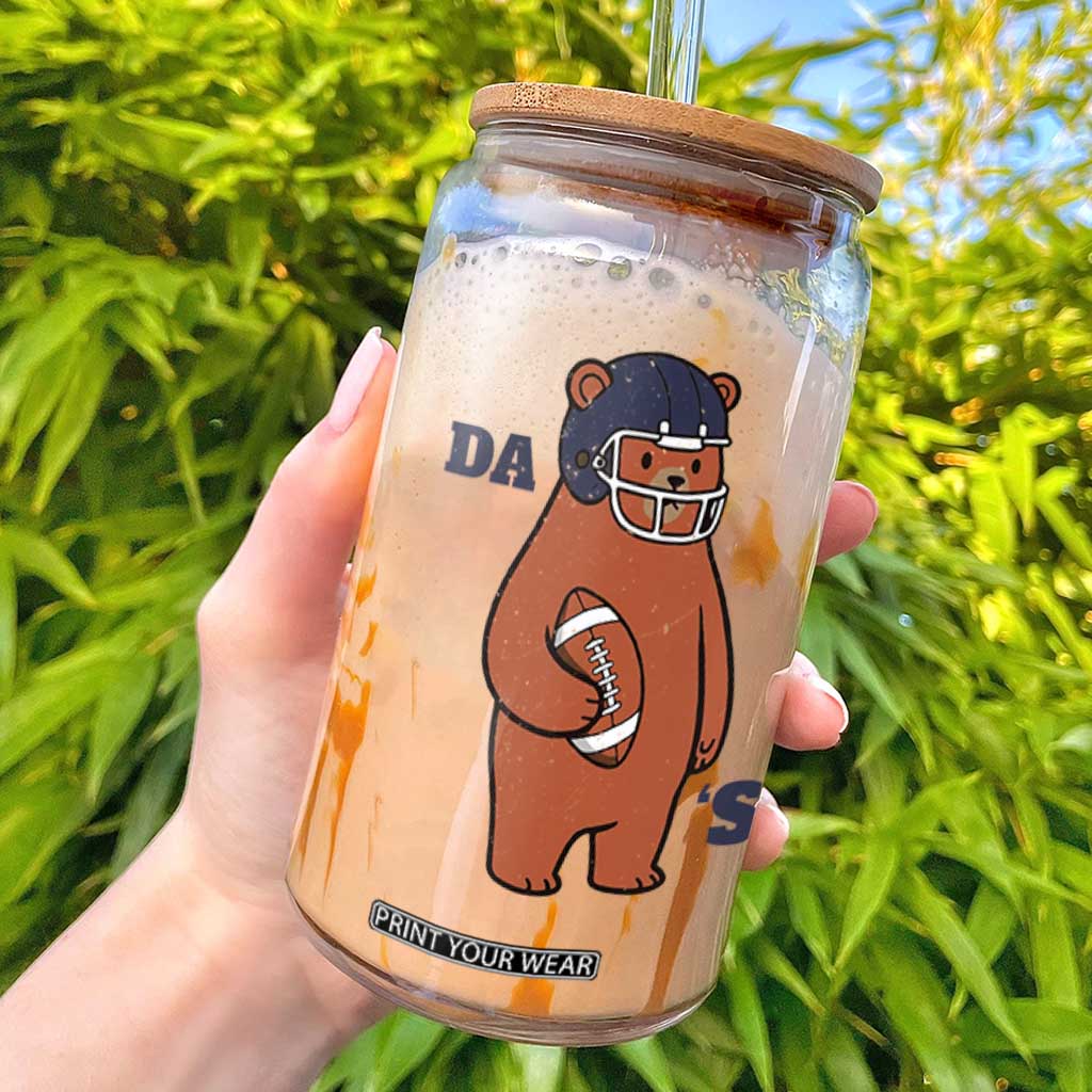 Cute Bear Holding Rugby Sport Fans Graphic Glass Can TS02 Orange Print Your Wear