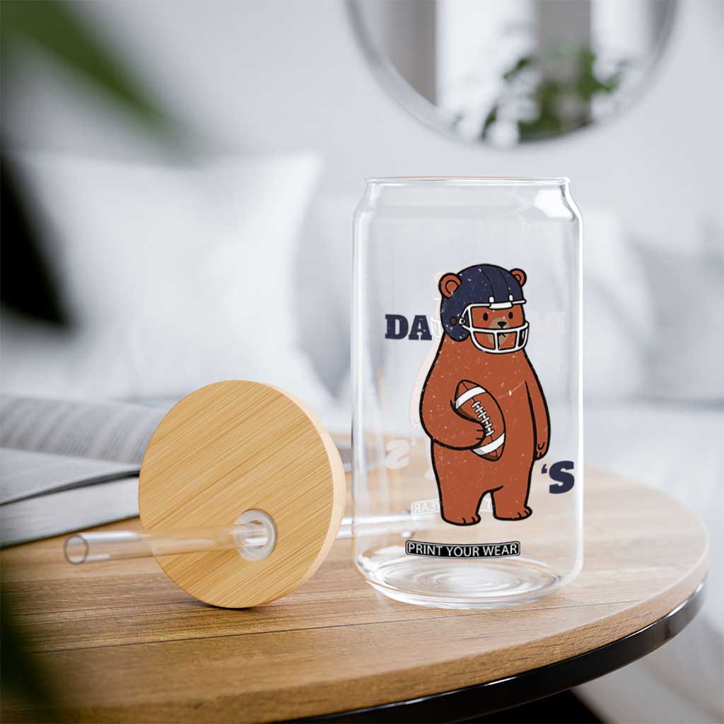Cute Bear Holding Rugby Sport Fans Graphic Glass Can TS02 Print Your Wear