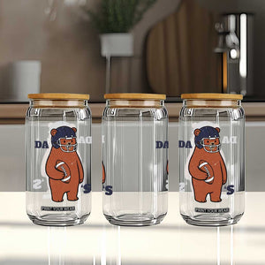 Cute Bear Holding Rugby Sport Fans Graphic Glass Can TS02 Print Your Wear