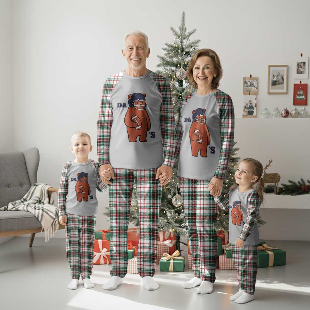 Cute Bear Holding Rugby Sport Fans Graphic Plaid Pajama Set TS02 Christmas Plaid Print Your Wear