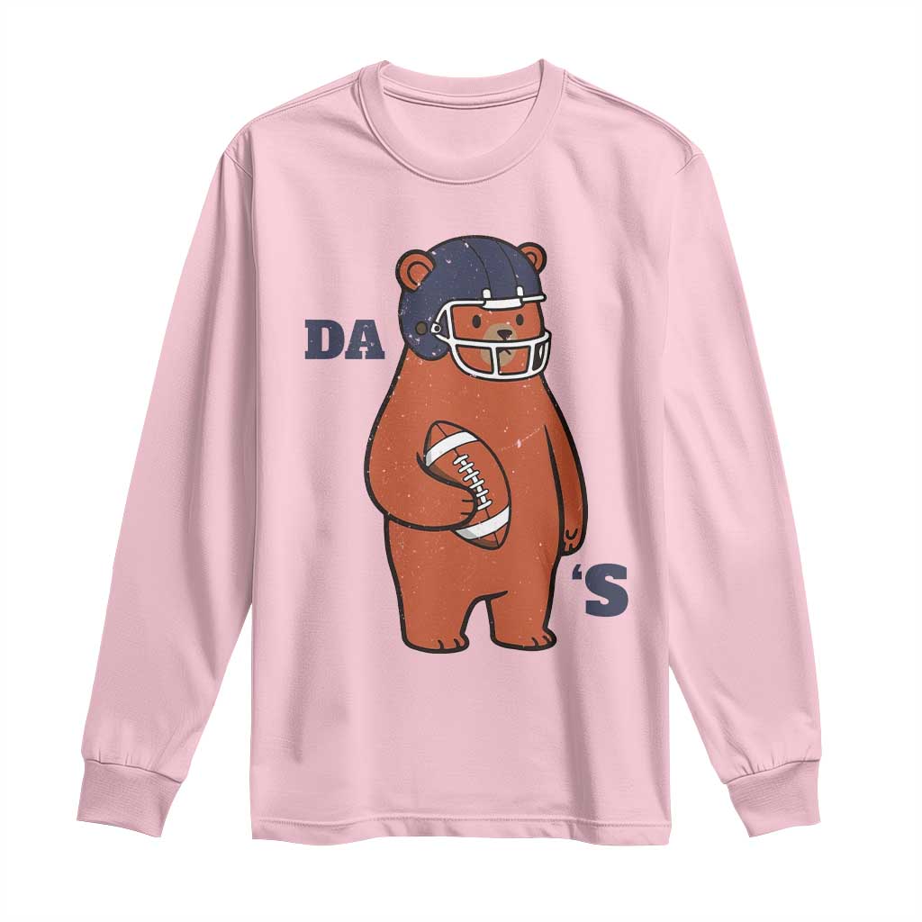 Cute Bear Holding Rugby Sport Fans Graphic Long Sleeve Shirt TS02 Light Pink Print Your Wear