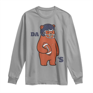 Cute Bear Holding Rugby Sport Fans Graphic Long Sleeve Shirt TS02 Sport Gray Print Your Wear