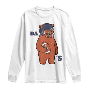 Cute Bear Holding Rugby Sport Fans Graphic Long Sleeve Shirt TS02 White Print Your Wear