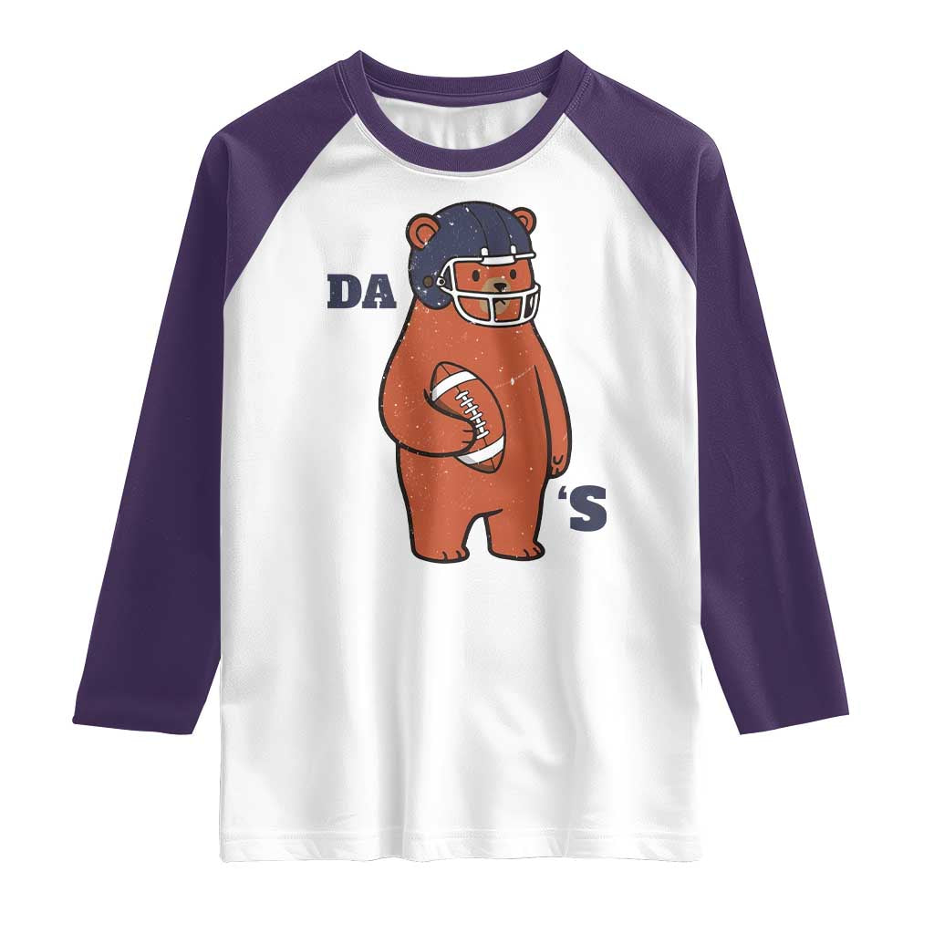 Cute Bear Holding Rugby Sport Fans Graphic Raglan Shirt TS02 White Purple Print Your Wear
