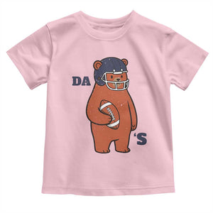 Cute Bear Holding Rugby Sport Fans Graphic Toddler T Shirt TS02 Light Pink Print Your Wear