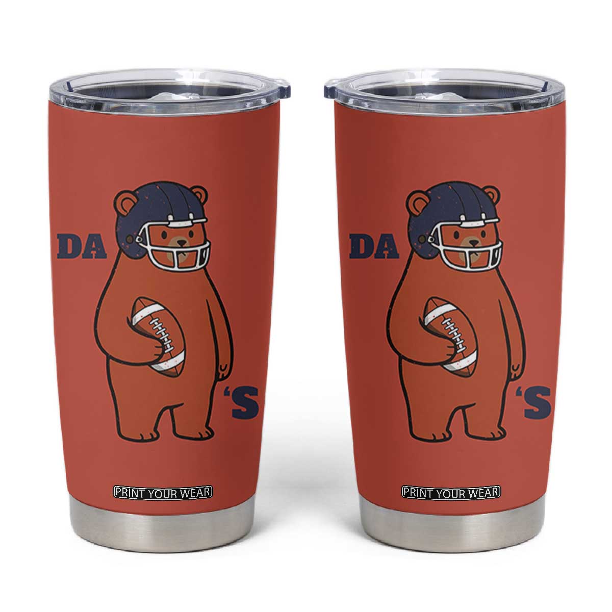 Cute Bear Holding Rugby Sport Fans Graphic Tumbler Cup TS02 Orange Print Your Wear