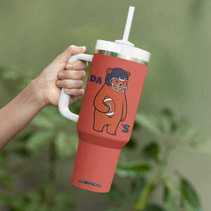 Cute Bear Holding Rugby Sport Fans Graphic Tumbler With Handle TS02 Print Your Wear