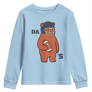 Cute Bear Holding Rugby Sport Fans Graphic Youth Sweatshirt TS02 Light Blue Print Your Wear