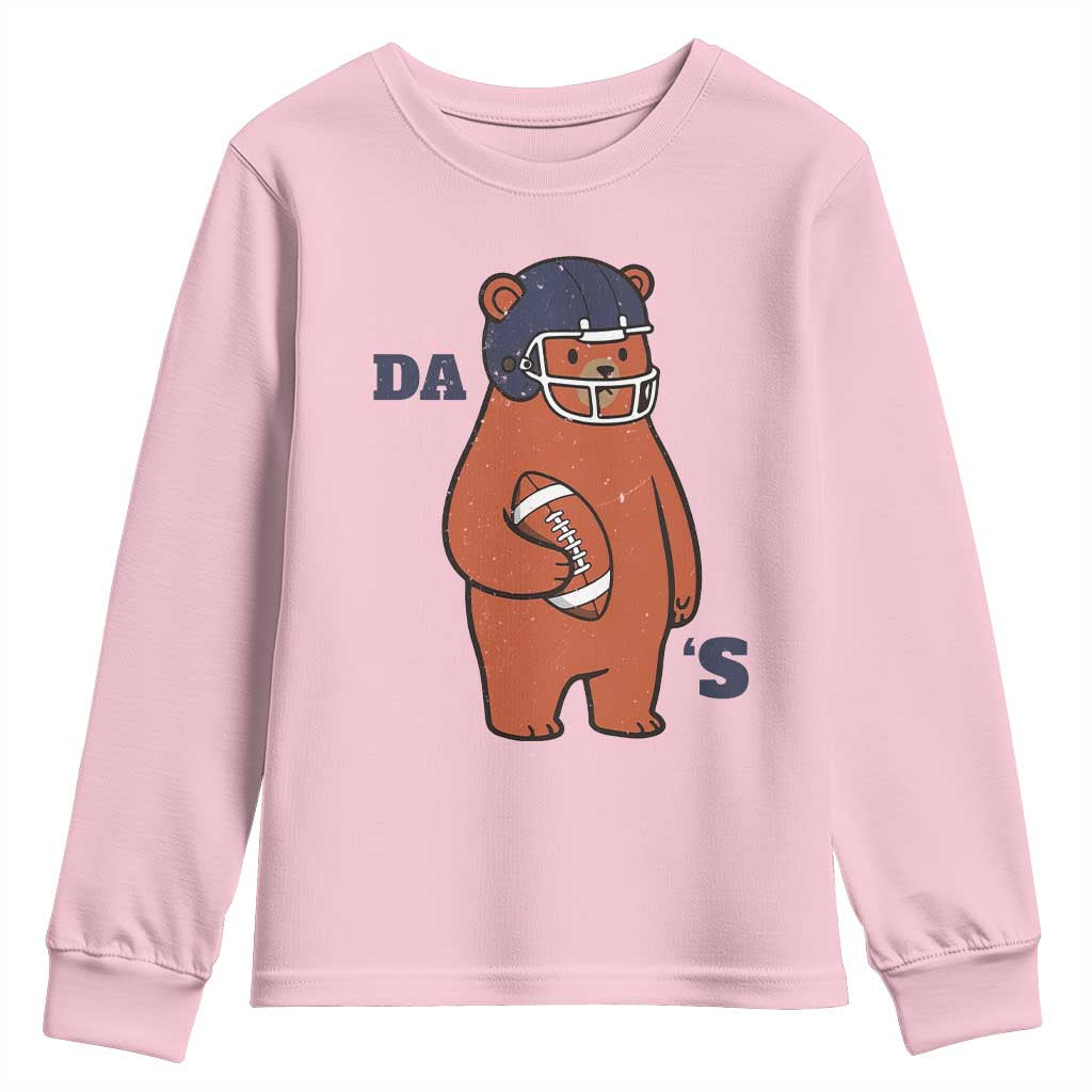 Cute Bear Holding Rugby Sport Fans Graphic Youth Sweatshirt TS02 Light Pink Print Your Wear