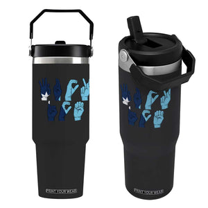 F Ice Out of Minneapolis Hand Signs Flip Straw Tumbler State Flag Justice Protest Resistance TS02 One Size: 30 oz Black Print Your Wear