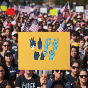 F Ice Out of Minneapolis Hand Signs Protest Sign State Flag Justice Protest Resistance TS02 Horizontal 18" × 24" Yellow Print Your Wear