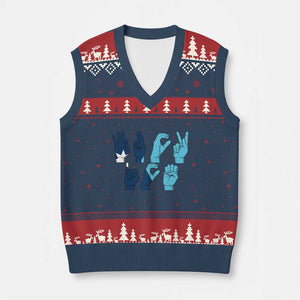F Ice Out of Minneapolis Hand Signs V-Neck Knit Sweater Vest State Flag Justice Protest Resistance TS02 Navy Red Print Your Wear