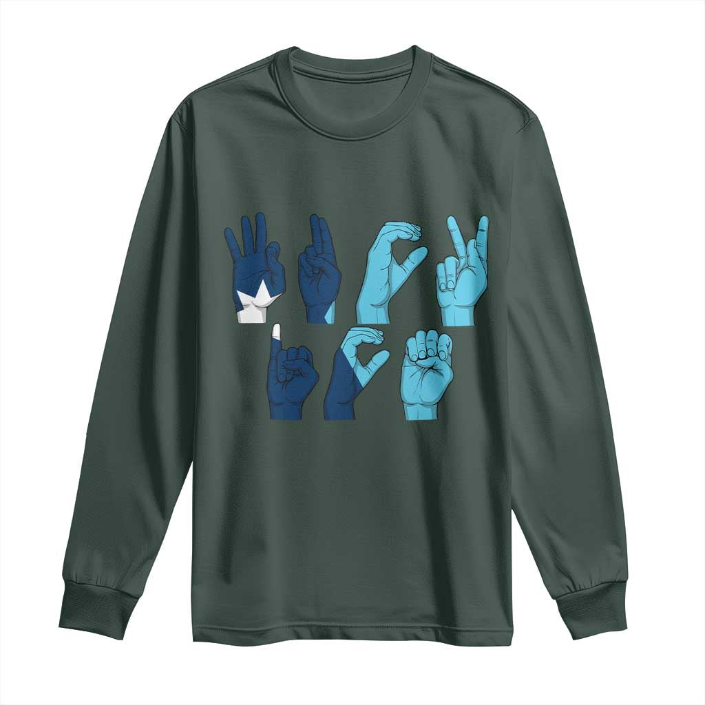 F Ice Out of Minneapolis Hand Signs Long Sleeve Shirt State Flag Justice Protest Resistance TS02 Dark Forest Green Print Your Wear