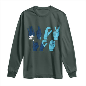 F Ice Out of Minneapolis Hand Signs Long Sleeve Shirt State Flag Justice Protest Resistance TS02 Dark Forest Green Print Your Wear