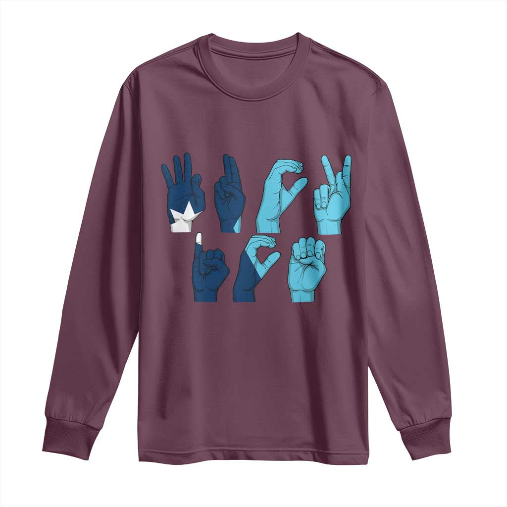 F Ice Out of Minneapolis Hand Signs Long Sleeve Shirt State Flag Justice Protest Resistance TS02 Maroon Print Your Wear