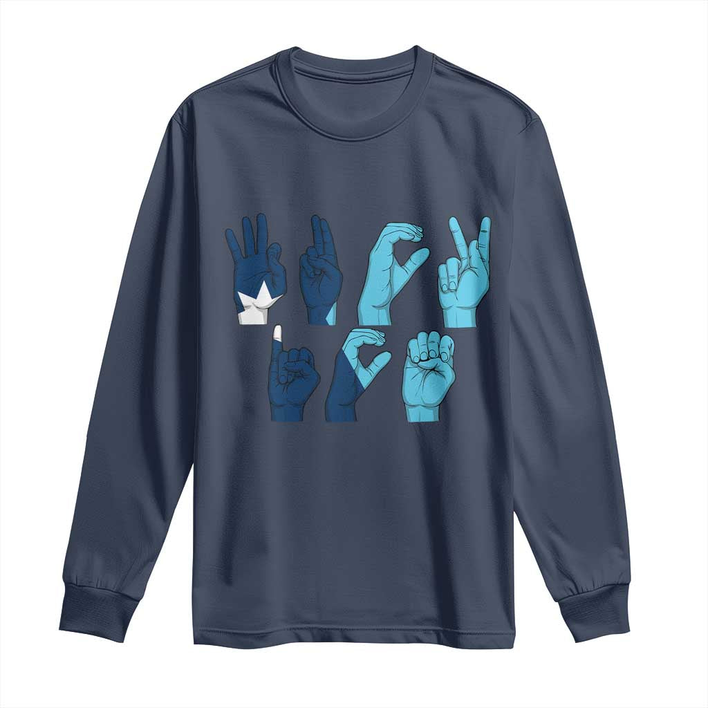 F Ice Out of Minneapolis Hand Signs Long Sleeve Shirt State Flag Justice Protest Resistance TS02 Navy Print Your Wear