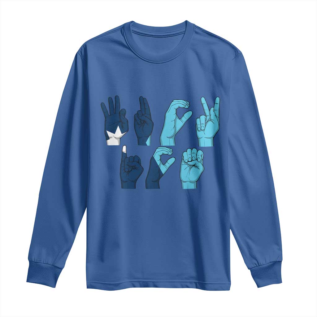 F Ice Out of Minneapolis Hand Signs Long Sleeve Shirt State Flag Justice Protest Resistance TS02 Royal Blue Print Your Wear