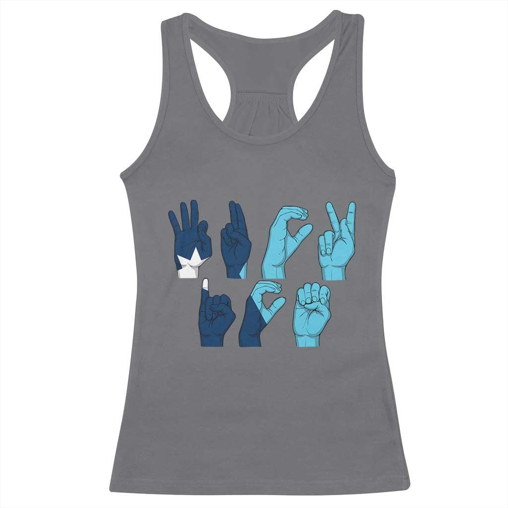 F Ice Out of Minneapolis Hand Signs Racerback Tank Top State Flag Justice Protest Resistance TS02 Charcoal Print Your Wear