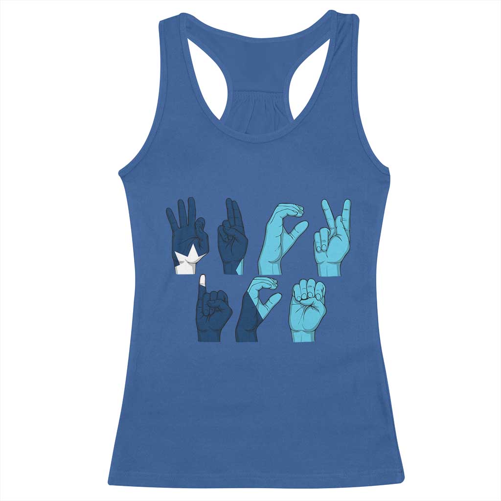 F Ice Out of Minneapolis Hand Signs Racerback Tank Top State Flag Justice Protest Resistance TS02 Royal Blue Print Your Wear