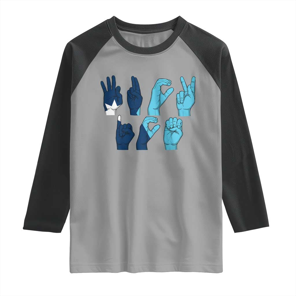F Ice Out of Minneapolis Hand Signs Raglan Shirt State Flag Justice Protest Resistance TS02 Sport Gray Black Print Your Wear