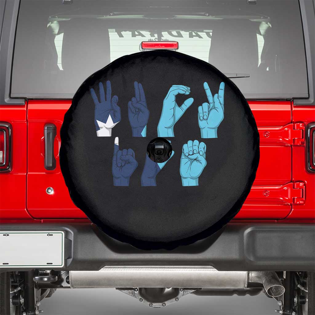 F Ice Out of Minneapolis Hand Signs Spare Tire Cover State Flag Justice Protest Resistance TS02 Black Print Your Wear
