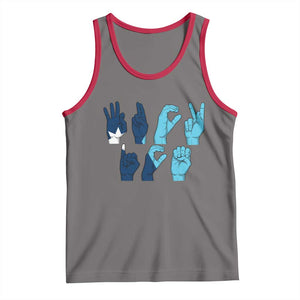 F Ice Out of Minneapolis Hand Signs Tank Top State Flag Justice Protest Resistance TS02 Deep Heather Red Print Your Wear