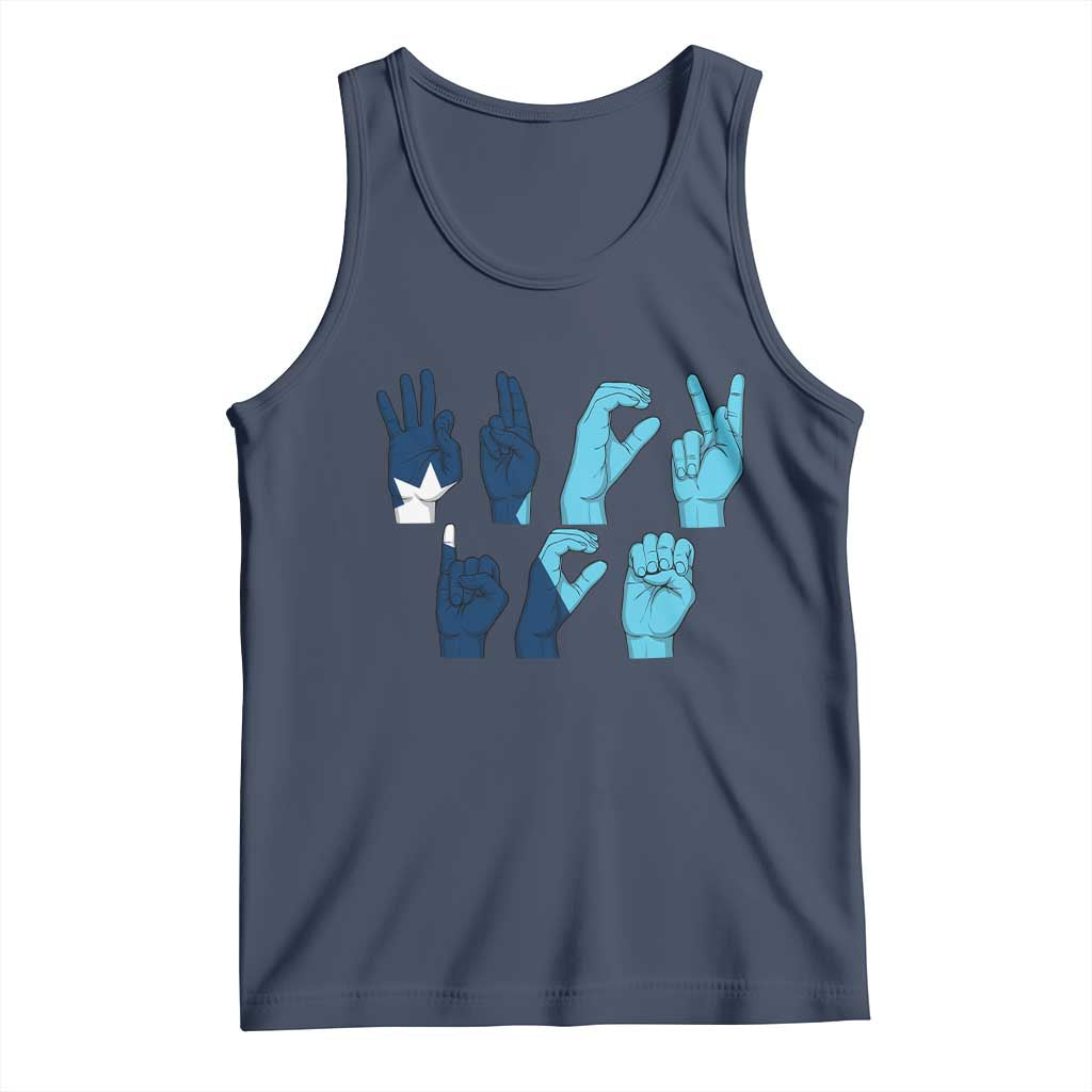 F Ice Out of Minneapolis Hand Signs Tank Top State Flag Justice Protest Resistance TS02 Navy Print Your Wear
