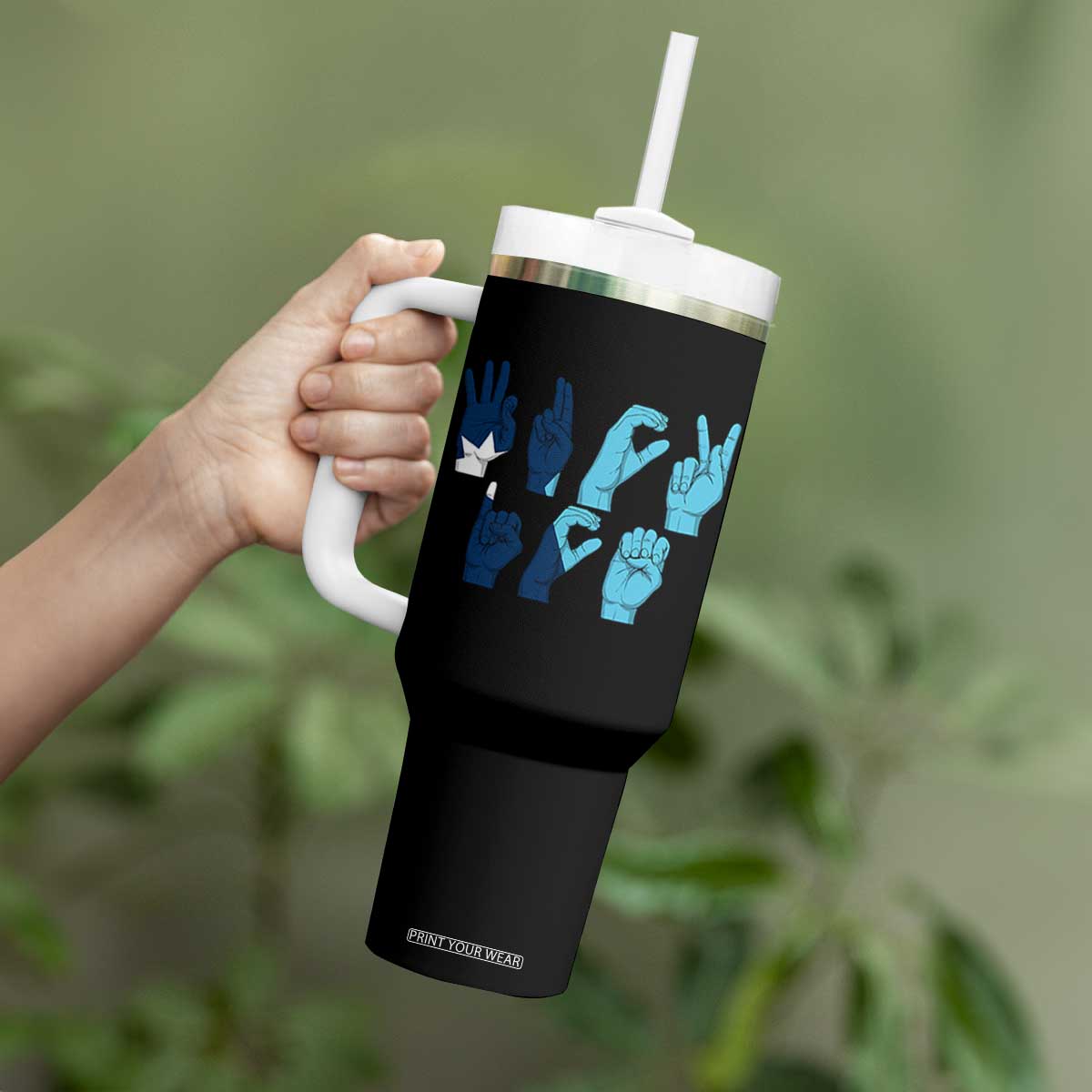 F Ice Out of Minneapolis Hand Signs Tumbler With Handle State Flag Justice Protest Resistance TS02 Print Your Wear
