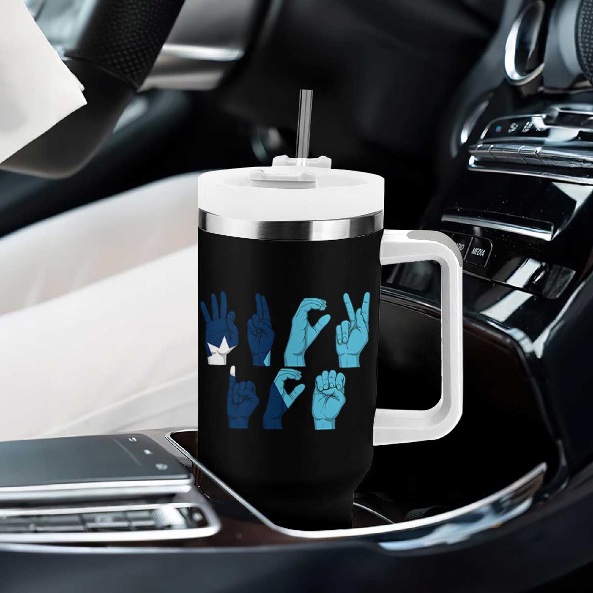 F Ice Out of Minneapolis Hand Signs Tumbler With Handle State Flag Justice Protest Resistance TS02 Print Your Wear