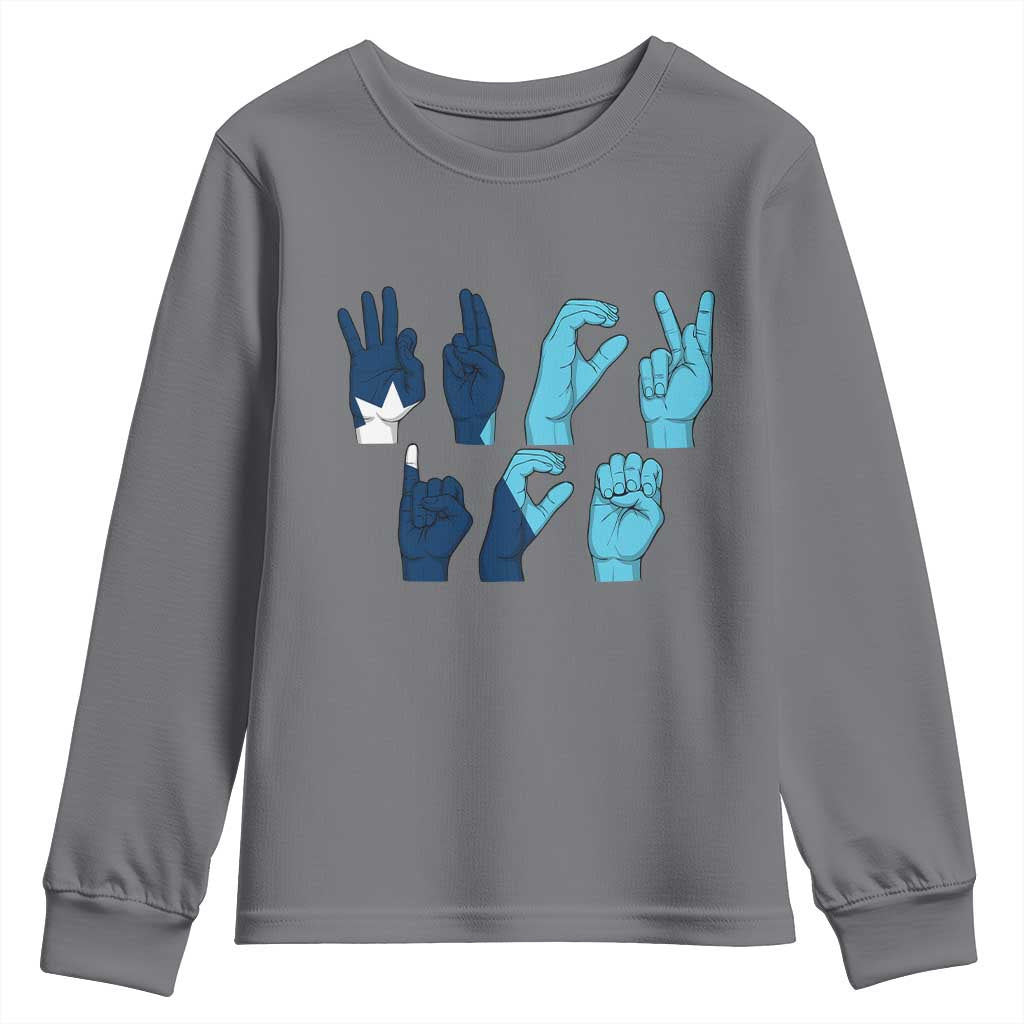 F Ice Out of Minneapolis Hand Signs Youth Sweatshirt State Flag Justice Protest Resistance TS02 Charcoal Print Your Wear