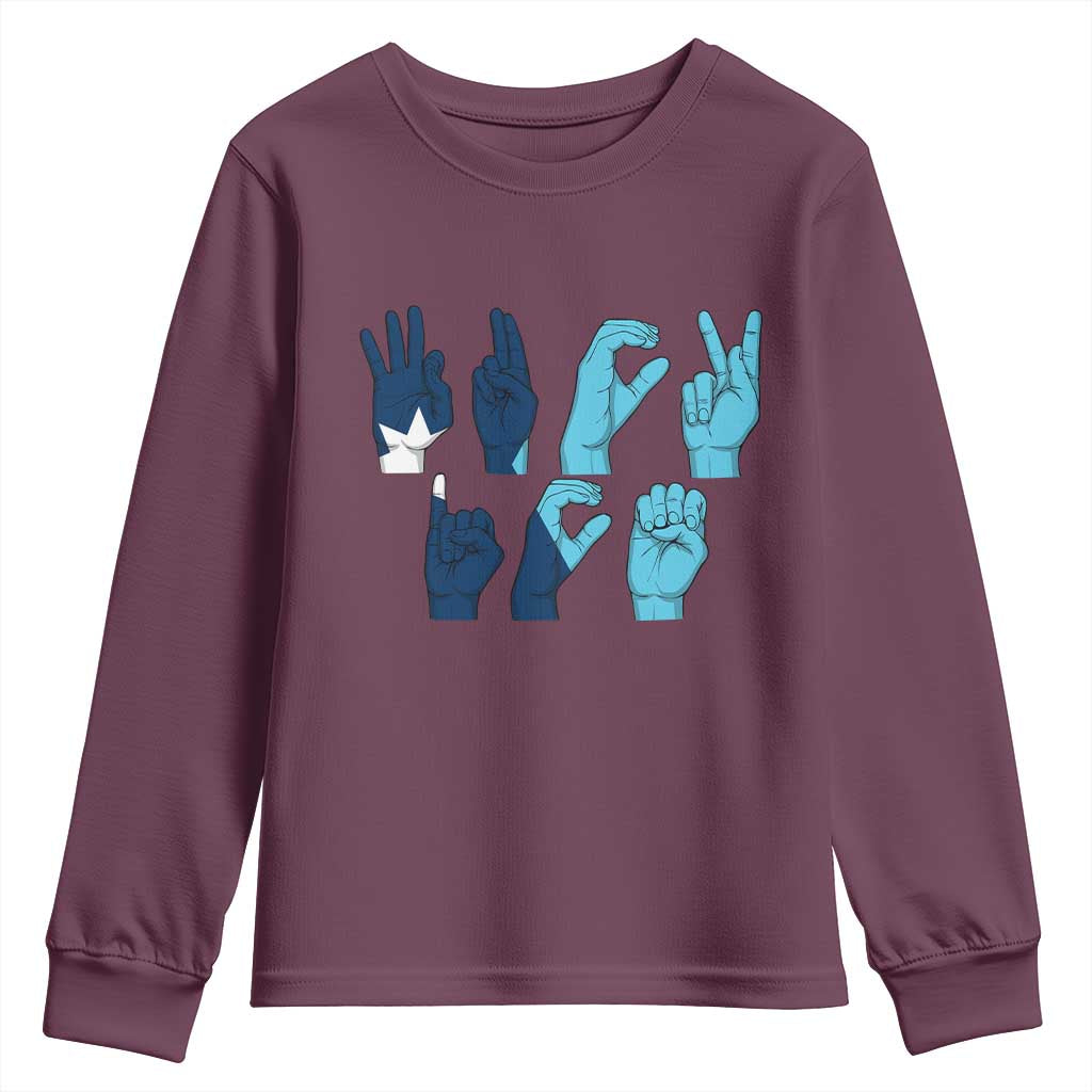 F Ice Out of Minneapolis Hand Signs Youth Sweatshirt State Flag Justice Protest Resistance TS02 Maroon Print Your Wear
