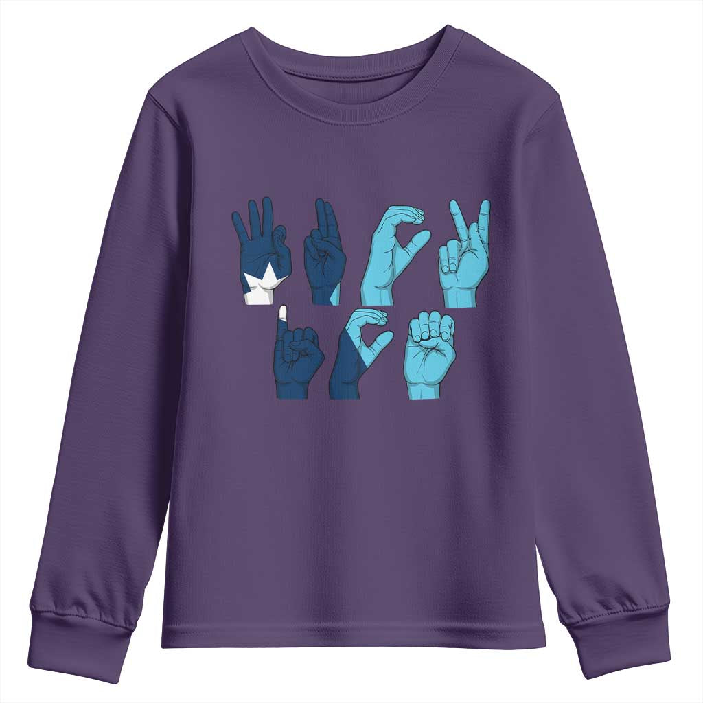 F Ice Out of Minneapolis Hand Signs Youth Sweatshirt State Flag Justice Protest Resistance TS02 Purple Print Your Wear