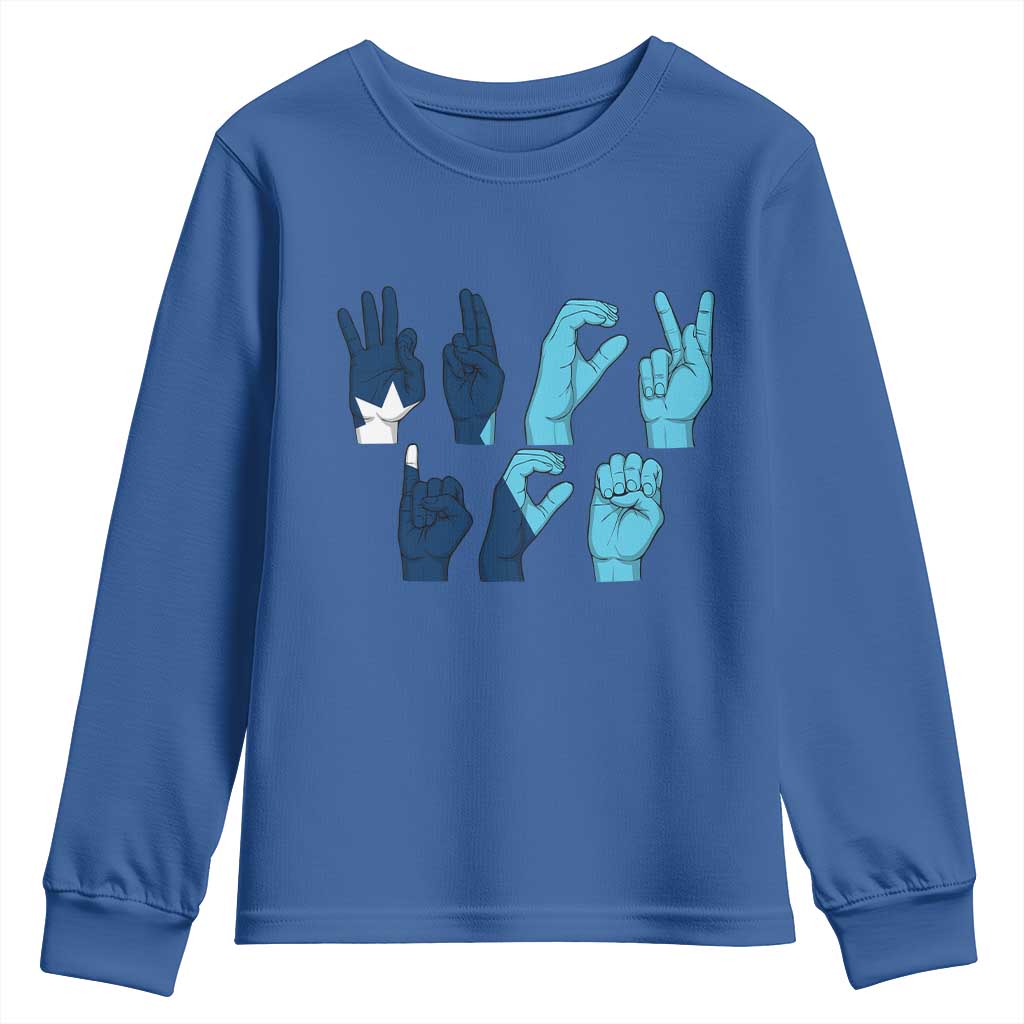 F Ice Out of Minneapolis Hand Signs Youth Sweatshirt State Flag Justice Protest Resistance TS02 Royal Blue Print Your Wear