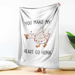 Funny Valentine Goose Throw Blanket You Make My Heart Go Honk Cute Romantic Gift TS02 Print Your Wear