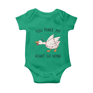 Funny Valentine Goose Baby Onesie You Make My Heart Go Honk Cute Romantic Gift TS02 Irish Green Print Your Wear