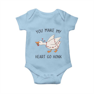 Funny Valentine Goose Baby Onesie You Make My Heart Go Honk Cute Romantic Gift TS02 Light Blue Print Your Wear