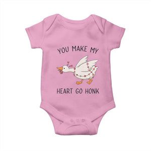 Funny Valentine Goose Baby Onesie You Make My Heart Go Honk Cute Romantic Gift TS02 Light Pink Print Your Wear