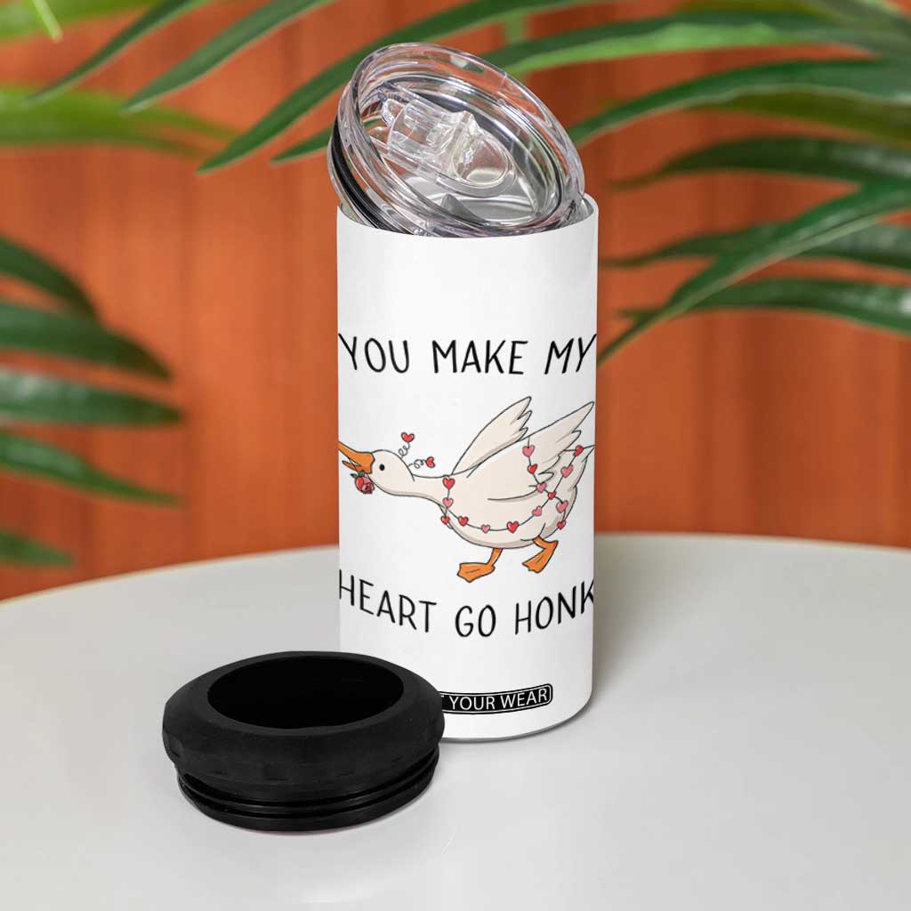 Funny Valentine Goose 4 in 1 Can Cooler Tumbler You Make My Heart Go Honk Cute Romantic Gift TS02 Print Your Wear
