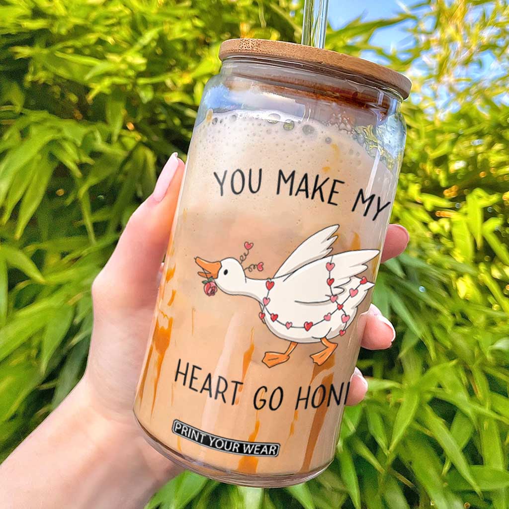 Funny Valentine Goose Glass Can You Make My Heart Go Honk Cute Romantic Gift TS02 White Print Your Wear