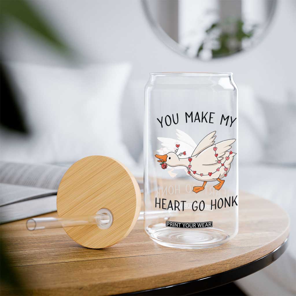 Funny Valentine Goose Glass Can You Make My Heart Go Honk Cute Romantic Gift TS02 Print Your Wear