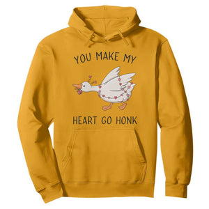 Funny Valentine Goose Hoodie You Make My Heart Go Honk Cute Romantic Gift TS02 Gold Print Your Wear