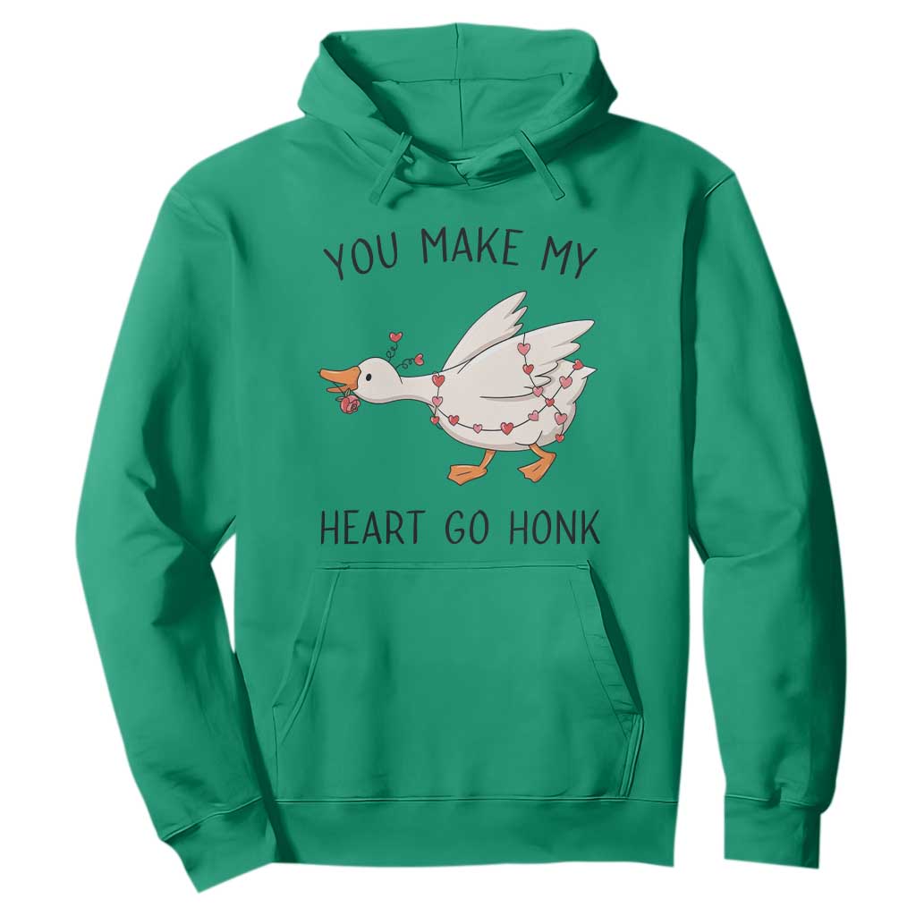 Funny Valentine Goose Hoodie You Make My Heart Go Honk Cute Romantic Gift TS02 Irish Green Print Your Wear