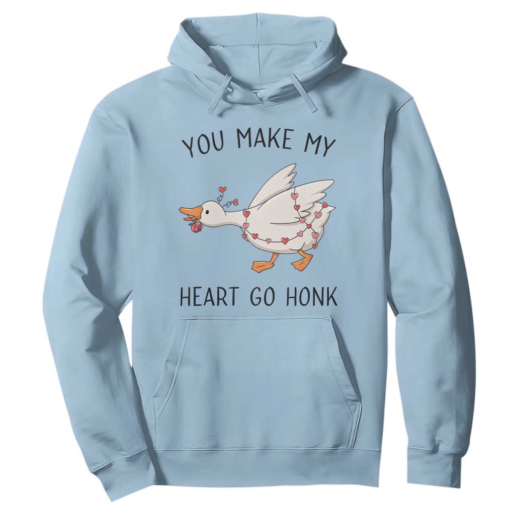 Funny Valentine Goose Hoodie You Make My Heart Go Honk Cute Romantic Gift TS02 Light Blue Print Your Wear